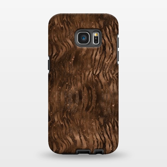 Galaxy S7 EDGE StrongFit Jungle Journey - Copper Safari Tiger Skin Pattern 3 by  Utart