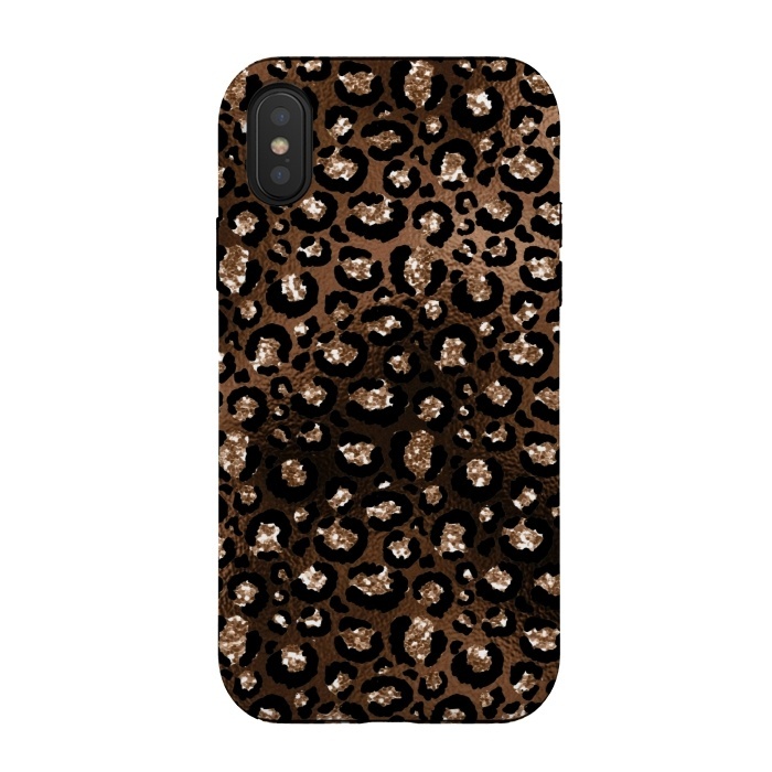 iPhone Xs / X StrongFit Jungle Journey - Copper Safari Leopard Skin Pattern  by  Utart