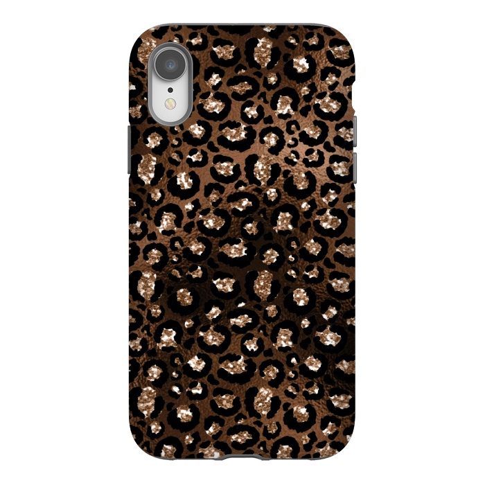iPhone Xr StrongFit Jungle Journey - Copper Safari Leopard Skin Pattern  by  Utart