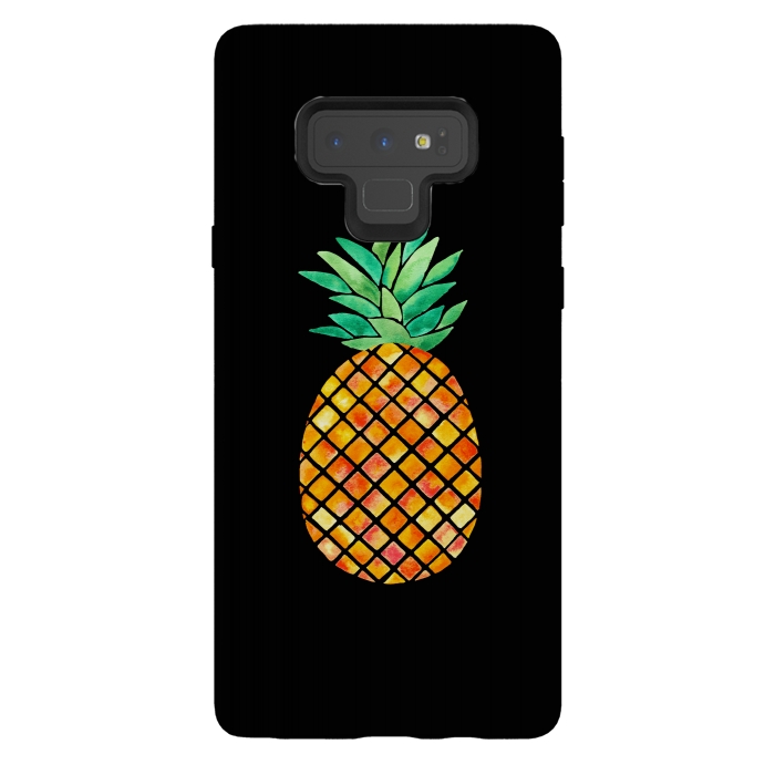 Galaxy Note 9 StrongFit Pineapple On Black  by Amaya Brydon