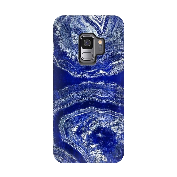 Galaxy S9 StrongFit Indigo blue agate marble art by Oana 