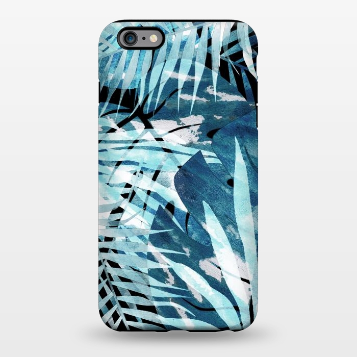 iPhone 6/6s plus StrongFit Turquosie watercolor painted tropical leaves by Oana 