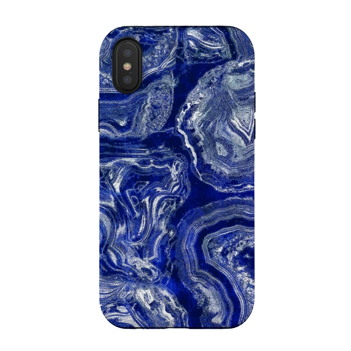 iPhone Xs / X StrongFit Metallic indigo blue marble by Oana 