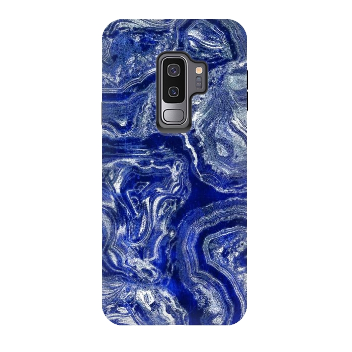 Galaxy S9 plus StrongFit Metallic indigo blue marble by Oana 
