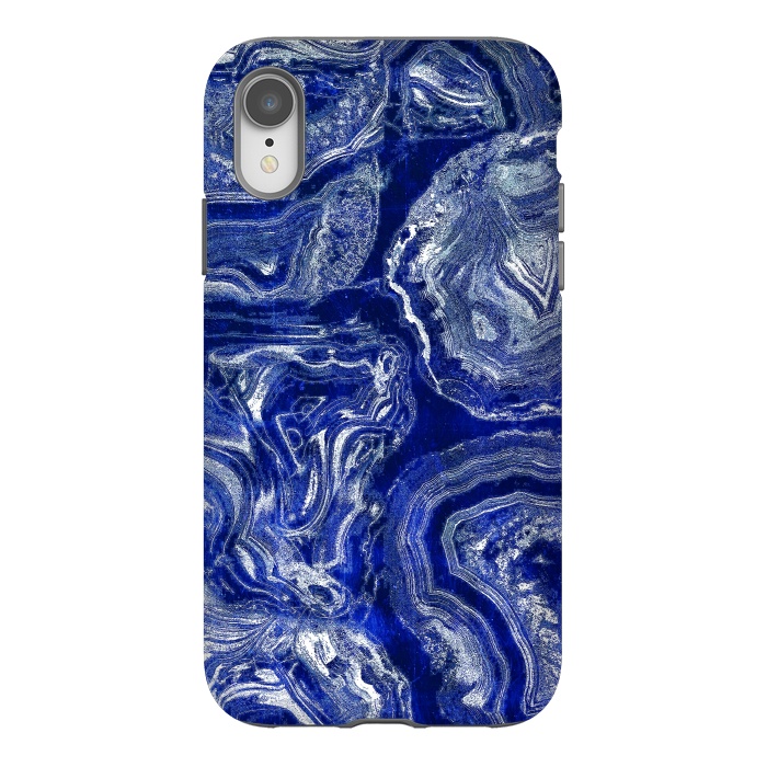 iPhone Xr StrongFit Metallic indigo blue marble by Oana 