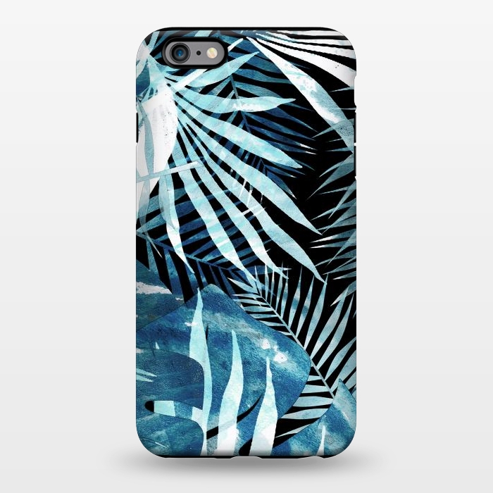 iPhone 6/6s plus StrongFit Turquoise black palm and ficus tropical leaves by Oana 
