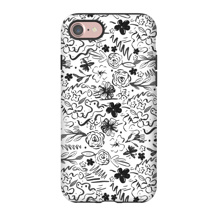 iPhone 7 StrongFit Stylish abstract brush strokes and floral doodles design by InovArts