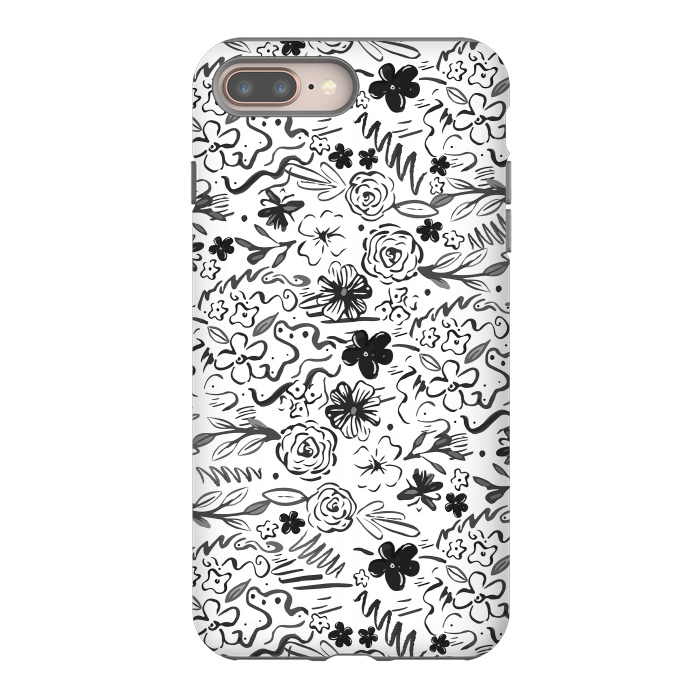 iPhone 7 plus StrongFit Stylish abstract brush strokes and floral doodles design by InovArts