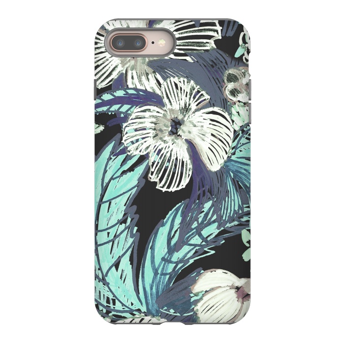 iPhone 7 plus StrongFit tropical flowers and leaves marker sketch by Oana 