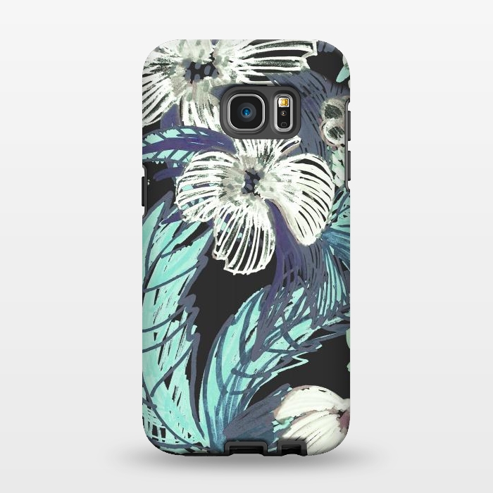 Galaxy S7 EDGE StrongFit tropical flowers and leaves marker sketch by Oana 