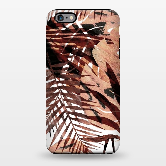 iPhone 6/6s plus StrongFit golden brown tropical palm and ficus leaves by Oana 