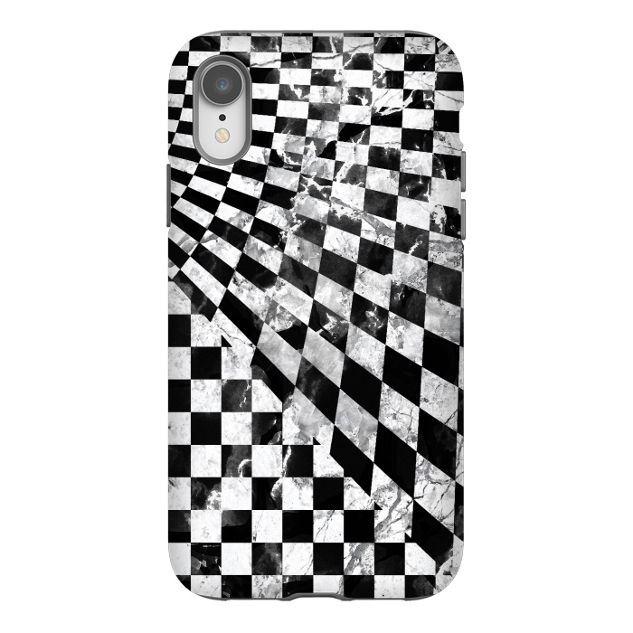 iPhone Xr StrongFit Monochrome marble checks geo pattern by Oana 