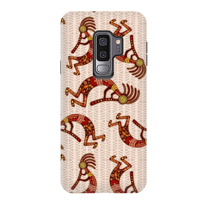 Galaxy S9 plus StrongFit Kokopelli Native Tribal Art Seamless Pattern by BluedarkArt