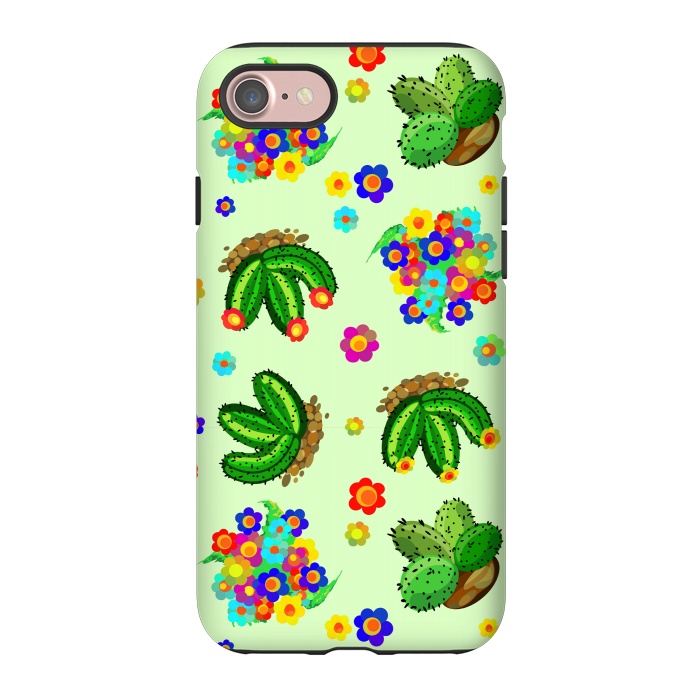 iPhone 7 StrongFit Succulents, Cactus and Flowers Doodles Greenery  by BluedarkArt