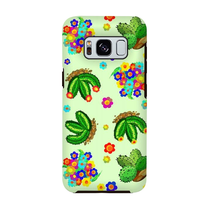 Galaxy S8 StrongFit Succulents, Cactus and Flowers Doodles Greenery  by BluedarkArt