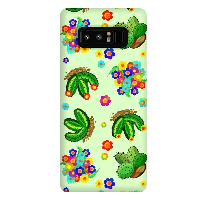 Galaxy Note 8 StrongFit Succulents, Cactus and Flowers Doodles Greenery  by BluedarkArt