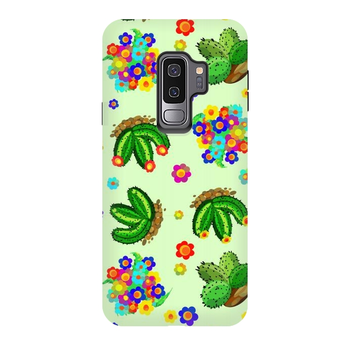 Galaxy S9 plus StrongFit Succulents, Cactus and Flowers Doodles Greenery  by BluedarkArt