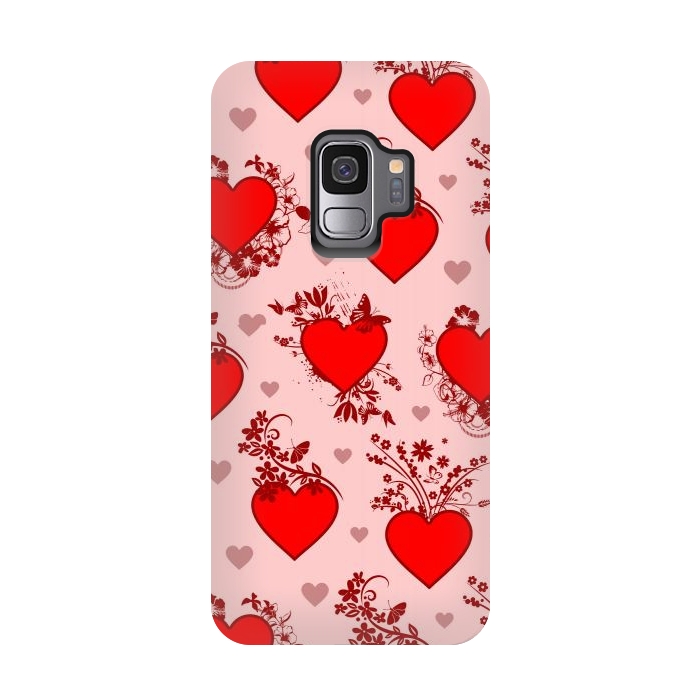 Galaxy S9 StrongFit Valentine's Day Vintage Floral Hearts by BluedarkArt