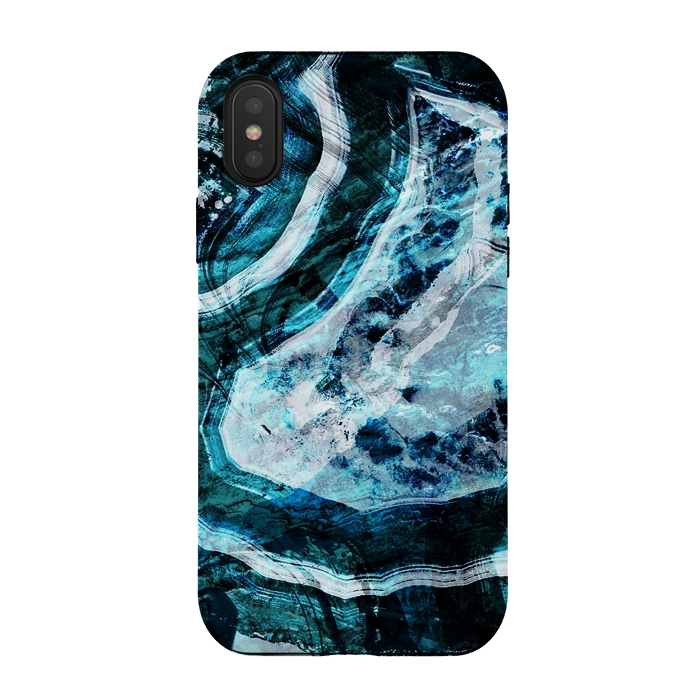 iPhone Xs / X StrongFit Textured dark blue agate marble by Oana 