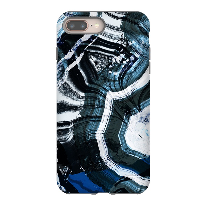 iPhone 7 plus StrongFit Dark blue ink brushed agata marble by Oana 