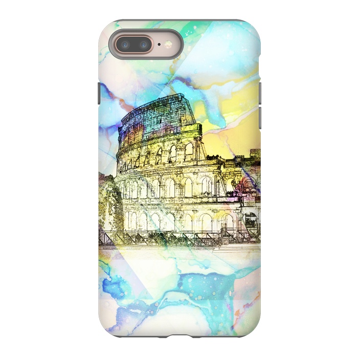 iPhone 7 plus StrongFit Colosseum Rome Italy ink sketch and watercolor painting by Oana 