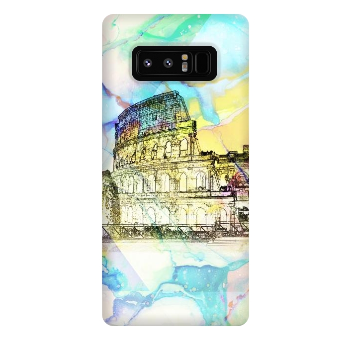 Galaxy Note 8 StrongFit Colosseum Rome Italy ink sketch and watercolor painting by Oana 