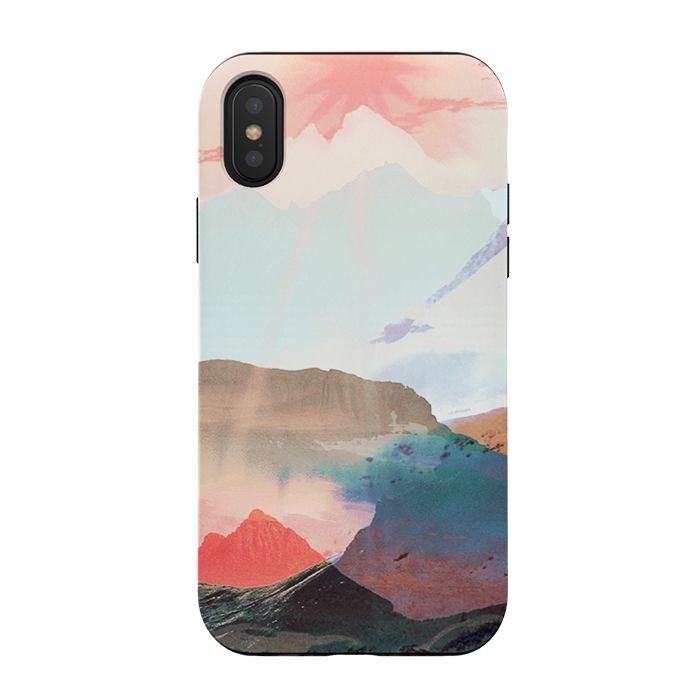 iPhone Xs / X StrongFit Gradient painted mountain landscape by Oana 