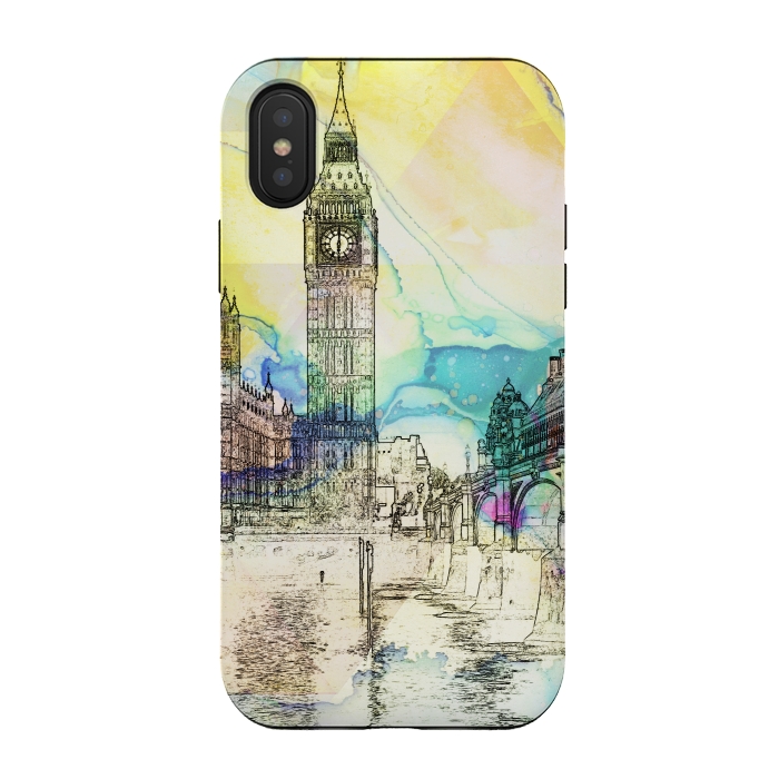 iPhone Xs / X StrongFit Big Ben travel sketch, London United Kingdom by Oana 