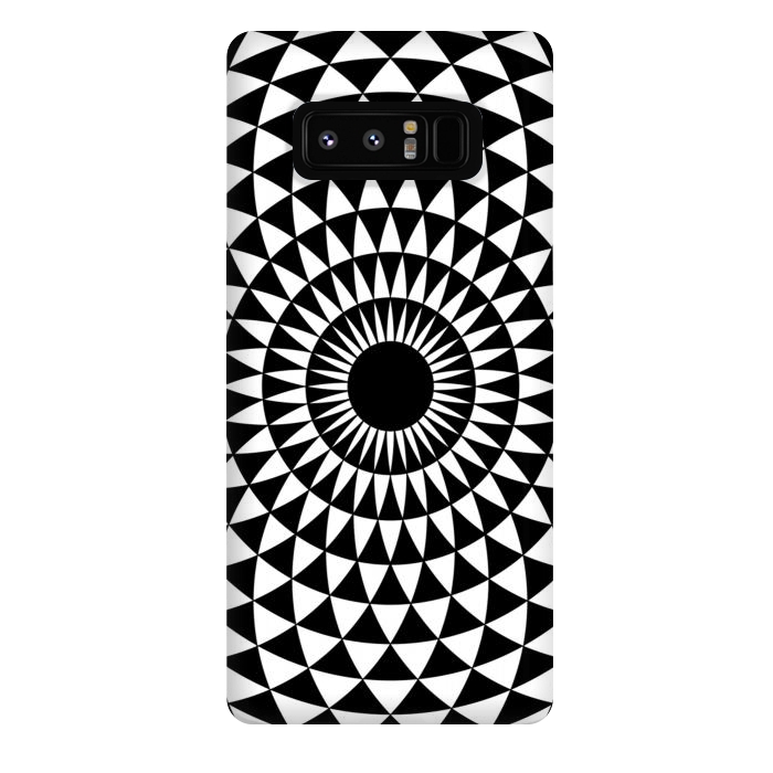 Galaxy Note 8 StrongFit 3d illusion mandala geometric black triangle patterns  by Josie