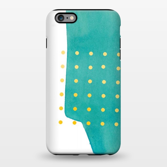 iPhone 6/6s plus StrongFit Abstract Teal Watercolor Brushstroke with Yellow Polka Dots by amini54