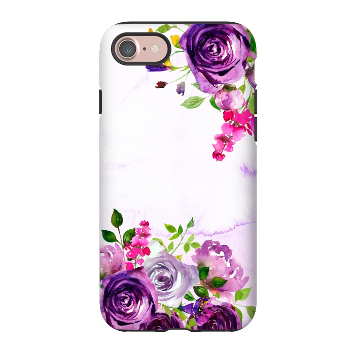 iPhone 7 StrongFit Hand drawn purple and pink florals by  Utart
