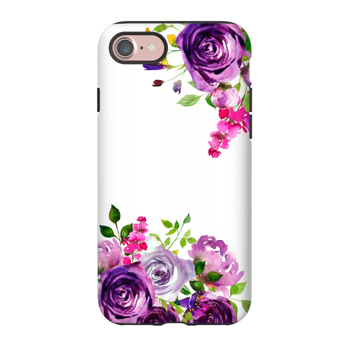 iPhone 7 StrongFit Hand drawn purple and pink florals on white by  Utart