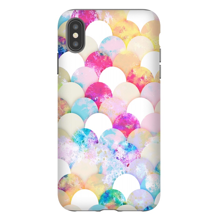 iPhone Xs Max StrongFit Colorful watercolor splattered seashells pattern by Oana 