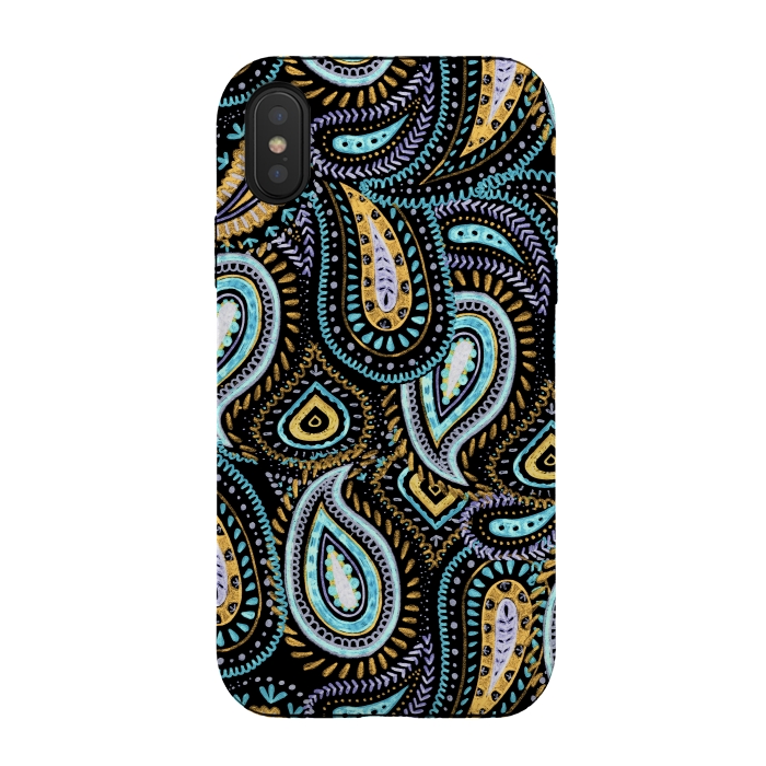 iPhone Xs / X StrongFit Hand sketched paisley pattern by Oana 