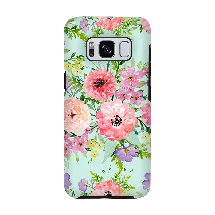 Galaxy S8 StrongFit Blooming floral bouquet watercolor hand paint  by InovArts