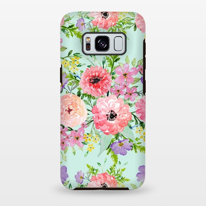 Galaxy S8 plus StrongFit Blooming floral bouquet watercolor hand paint  by InovArts