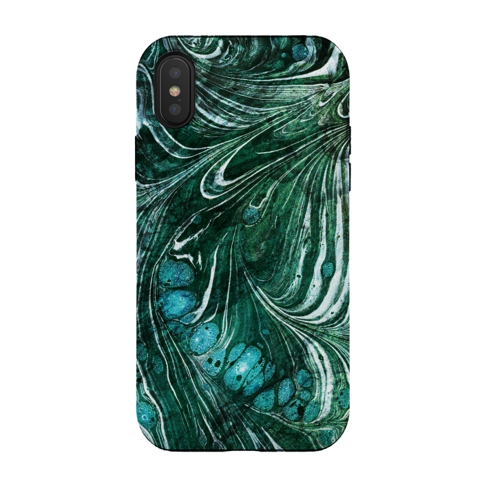 iPhone Xs / X StrongFit Emerald green painted liquid marble by Oana 