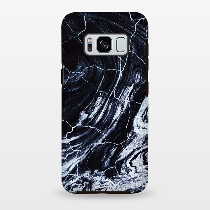 Galaxy S8 plus StrongFit Dark navy cracked marble painting by Oana 