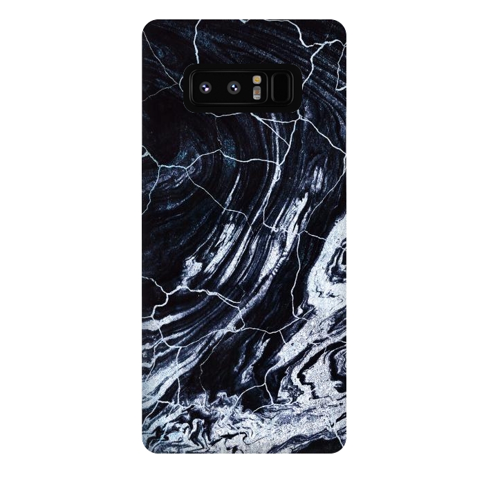 Galaxy Note 8 StrongFit Dark navy cracked marble painting by Oana 
