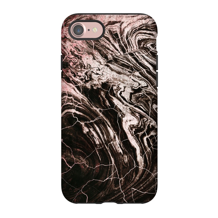 iPhone 7 StrongFit Rose gold and black marble art by Oana 