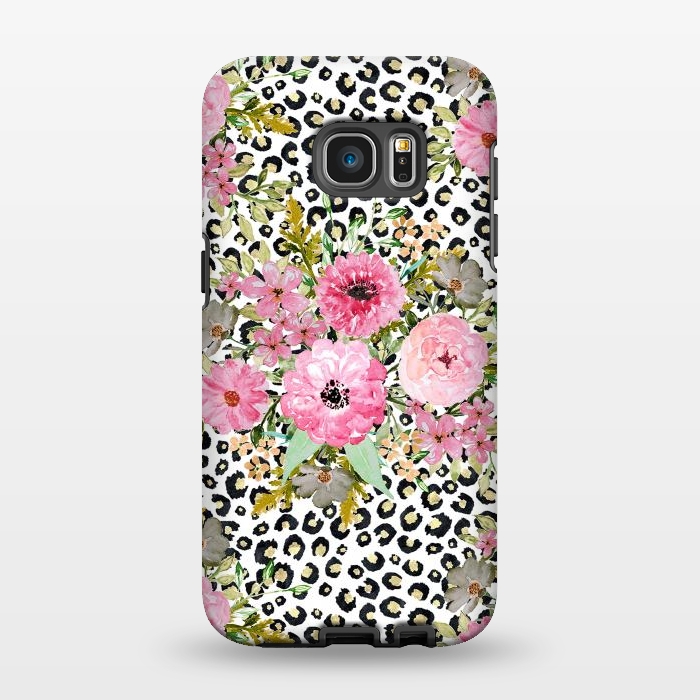 Galaxy S7 EDGE StrongFit Elegant leopard print and floral design  by InovArts