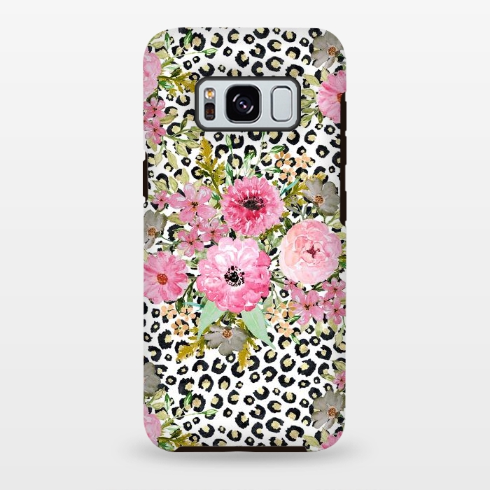 Galaxy S8 plus StrongFit Elegant leopard print and floral design  by InovArts