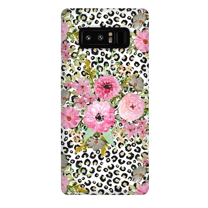 Galaxy Note 8 StrongFit Elegant leopard print and floral design  by InovArts