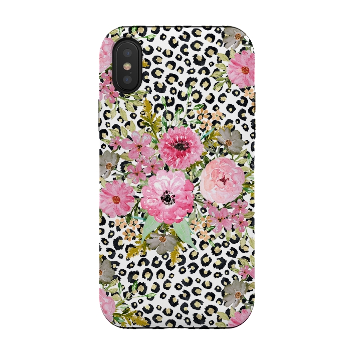 iPhone Xs / X StrongFit Elegant leopard print and floral design  by InovArts