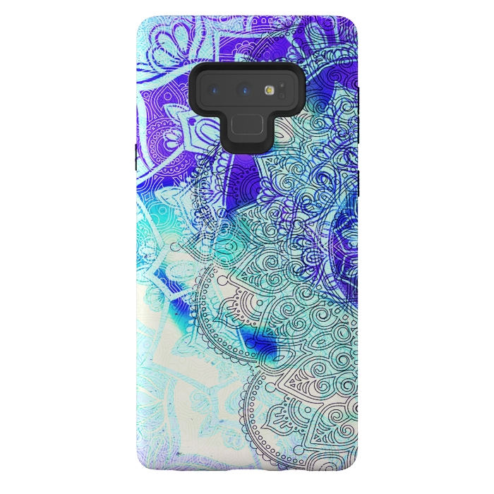 Galaxy Note 9 StrongFit Blue painted bohemian mandala by Oana 