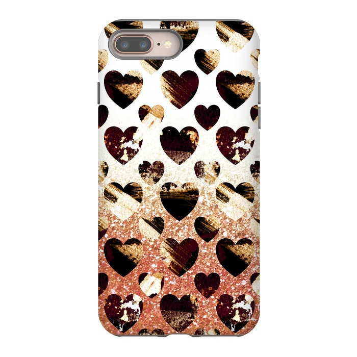 iPhone 7 plus StrongFit Golden animal print spotted hearts by Oana 