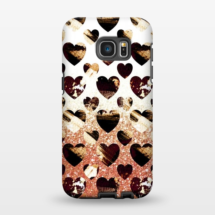 Galaxy S7 EDGE StrongFit Golden animal print spotted hearts by Oana 