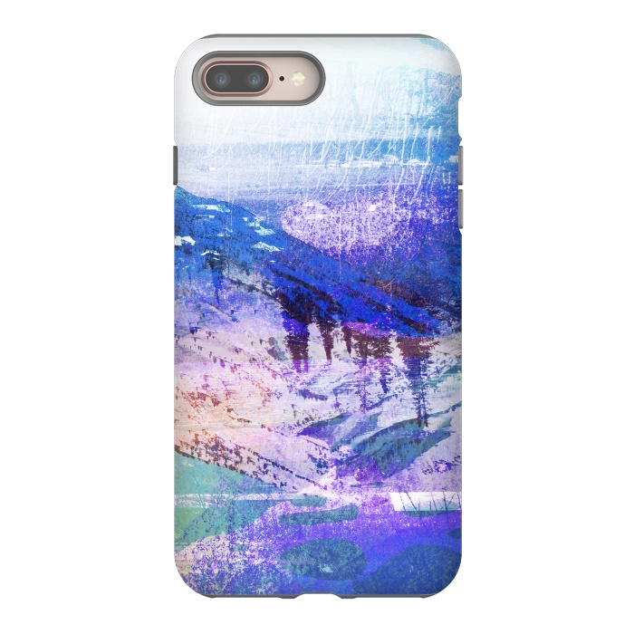 iPhone 7 plus StrongFit Abstract blue painted mountain landscape by Oana 