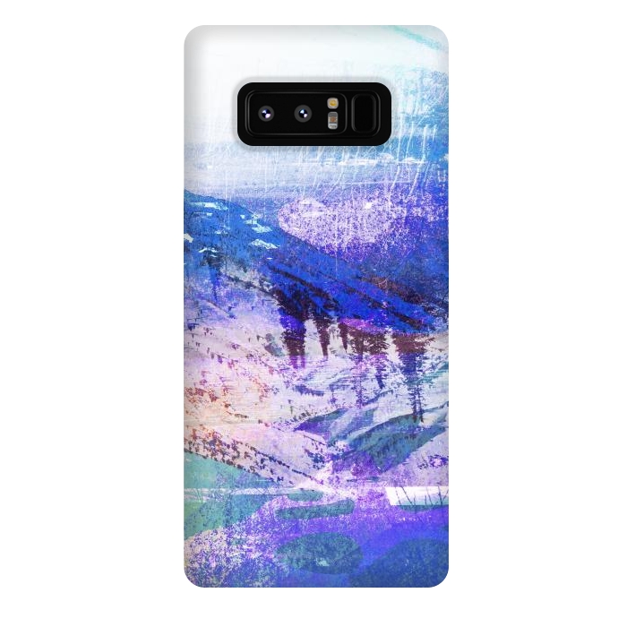 Galaxy Note 8 StrongFit Abstract blue painted mountain landscape by Oana 