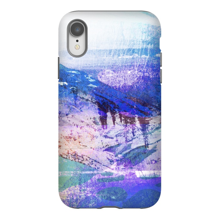 iPhone Xr StrongFit Abstract blue painted mountain landscape by Oana 